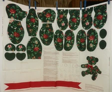 Christmas Rose Bear 19" VIP Screen Print Cranston Printworks Co Fabric Panel