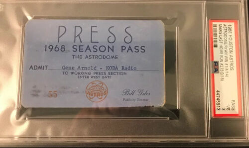 1968 Astros PSA Pass Ticket Nolan Ryan First Win / Roger Maris Last HR #275 METS - Photo 1/4