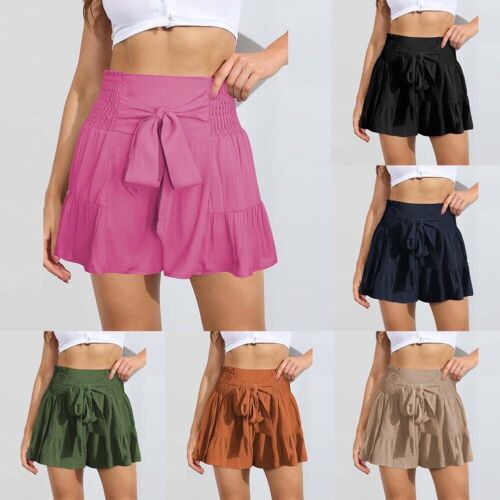 Versatile Women's Summer Shorts with Flared Bottoms and Pleated Design - Picture 1 of 36