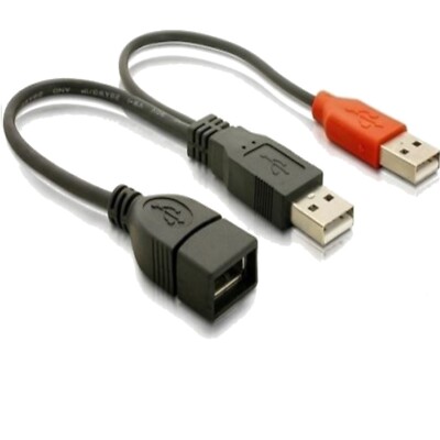 kurz USB Y Strom Kabel Daten + Powerkabel 2x USB-Stecker auf USB-Buchse DeLOCK