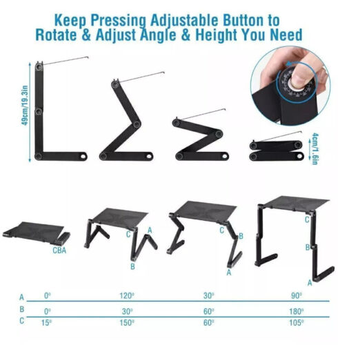 360° Adjustable Laptop Table Stand Lap Sofa Bed Tray Foldable PC Notebook Desk - Picture 5 of 11