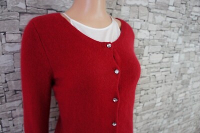 APT 9 DAMEN FLEX ANGORA FEST FREIZEIT STRICKJACKE CARDIGAN ROT SCHMUCKKNÖPFE 38