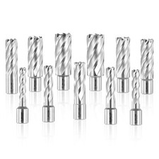 Annular Cutter Set 7/16" to 1-1/16" Dia 2" Depth 11 Drill Bits with 2 Pilot Pins