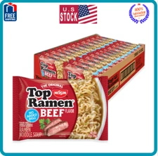 Nissin Top Ramen Noodle Soup, Beef, 3 Ounce (Pack of 24)