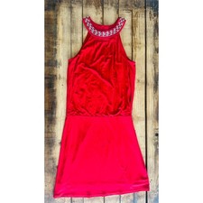 Stunning WHBM Red Dress Jewel Neckline Size S - Elegance Awaits!