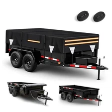 5 x 10 Waterproof 600D Dump & Utility Trailer Cover, Heavy Duty Windproof Dump 
