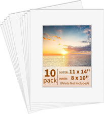 10 Pack Picture Frame Mats, 11x14 Matted to 8x10 Photo Mats, Acid Free Picture M