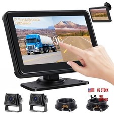 7'' HD1080P Wired Backup Camera System with Touch Screen Monitor, 2 Wired Rear