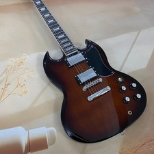 US stock brown 6-String SG electric guitar solid mahogany body chrome hardware