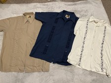 3 The Genuine Haband Guayabera Zip Front Short Sleeve Shirt Size M Vintage