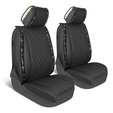 BlingStitch Car Seat Covers for Front Black/Black Black with Black Crystals