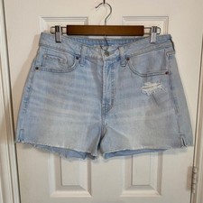 Old Navy Denim Shorts Womens Size 12 High Rise OG Straight Light Wash Distressed