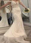 Nox Anabel JE1063L White Tulle Lace Applique Mermaid V-Neck Train Dress — photo 2