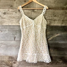Lulus Charmaine White Embroidered Mini Dress M Coquette Milkmaid Y2K Babydoll