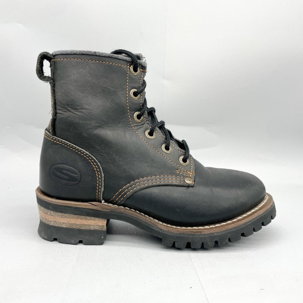 Vintage Sketchers Men Dark Brown Leather Lace Up Combat Boot Size 8.5 Streetwear Skechers Brown Leather Puncture Resist Steel Toe Work Boots main image 3
