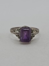 Vintage Sterling Silver 925 Rectangular Amethyst Ring Size 6.5