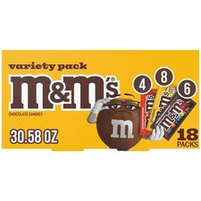 M M'S Milk Chocolate Candy, Variety Pack, Full Size, Pack of 18 Bulk Candy Choco