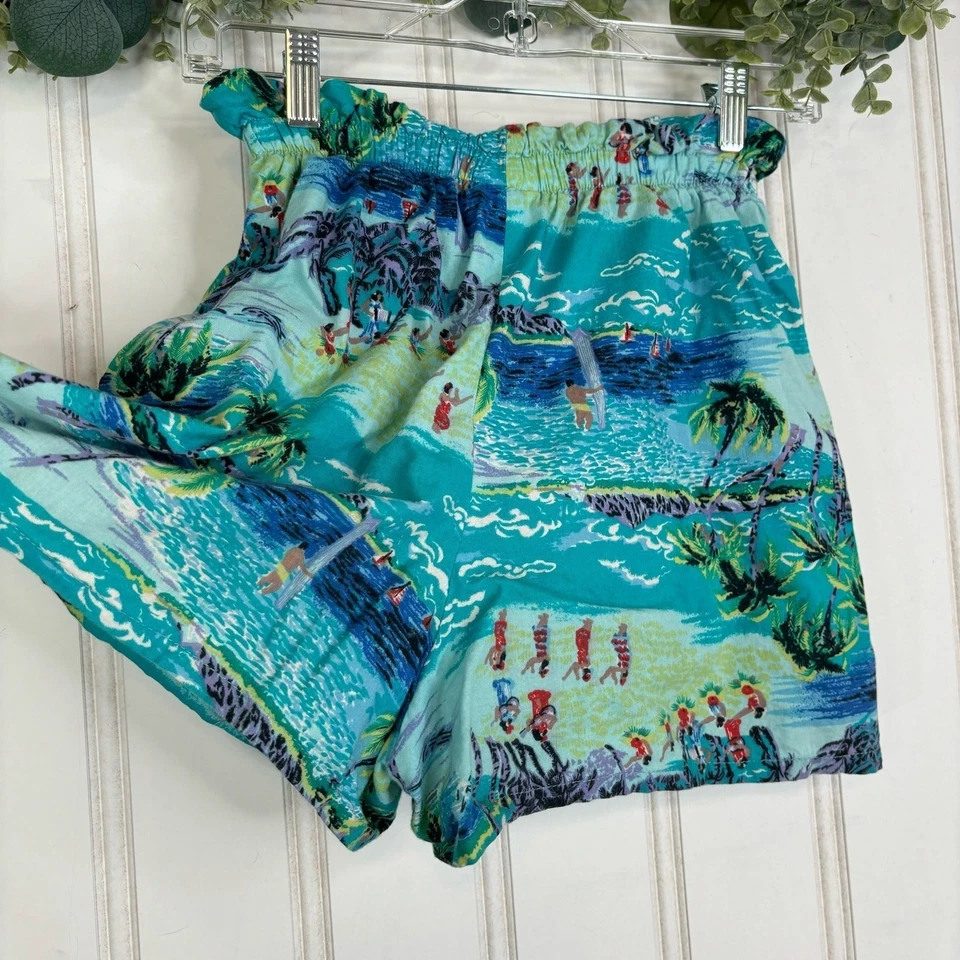 OP Ocean Pacific Casual Shorts SMALL Vacation Hawaiian Turquoise Beach Surfer - Image 3 of 4