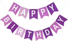 Purple Happy Birthday Banner Birthday Party Banner NO DIY Happy Birthday Sign Pr