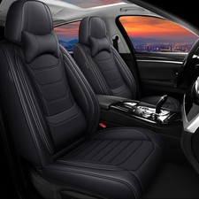 Seat Covers Front Set Black Stain-Resistant Waterproof Easy Install with Pillows
