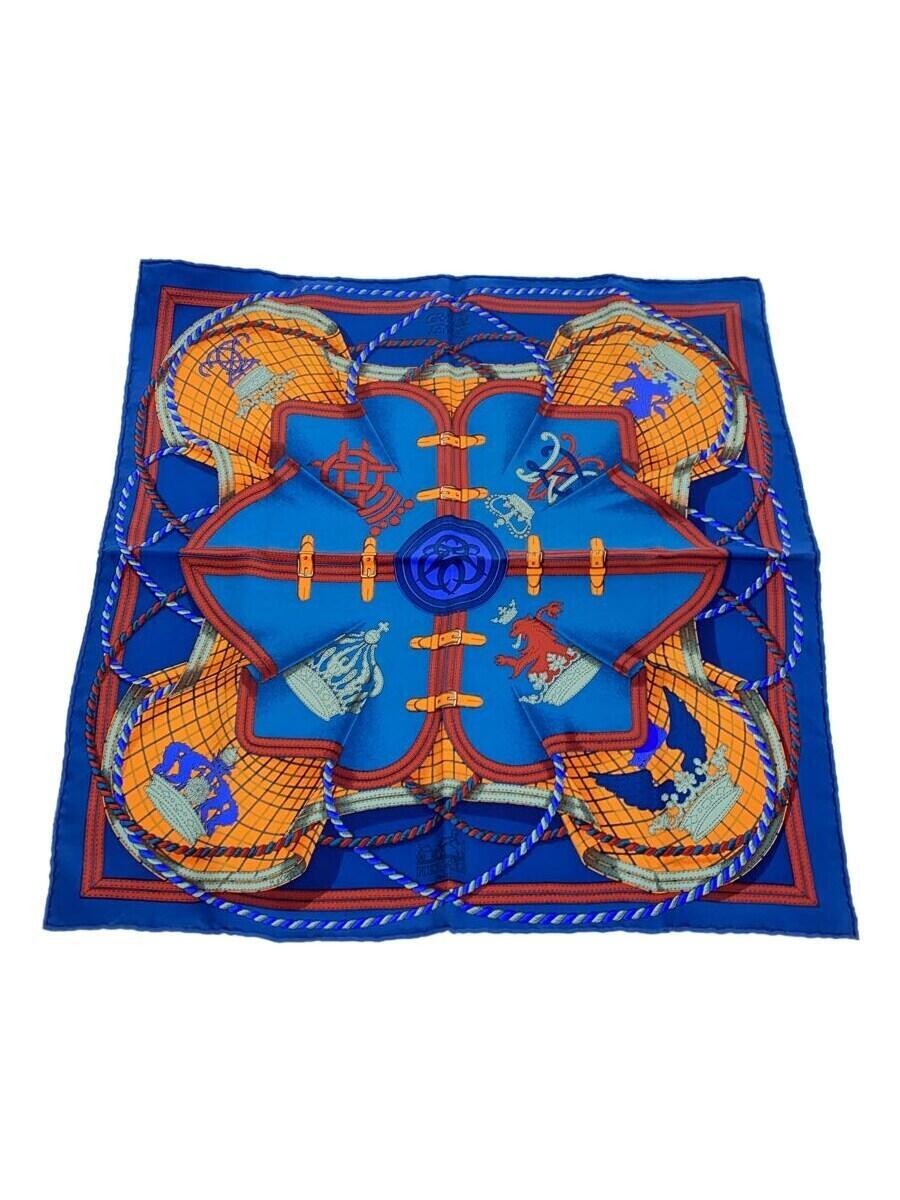 RARE HERMES GRAND ATTIRE Horse Print Silk Scarf BLUE All Over