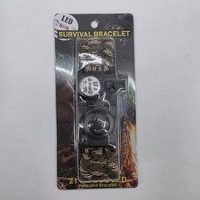 21 in 1 Paracord Survival Bracelet Camo LED SOS Compass Firestarter Whistle NIP