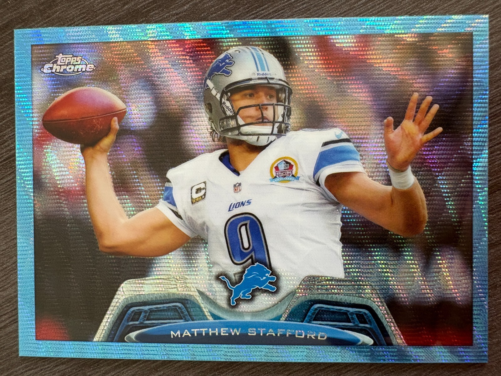 2013 Topps Chrome Matthew Stafford Blue Wave Refractor #126 Lions