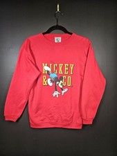 New Vintage 80's MICKEY CO. Sweatshirt Mickey Mouse DISNEY - RED kids 14/16