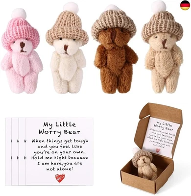 TOYMIS 4stk Mini-Plüsch-Teddybären in Einer Schachtel, Kleiner Sorgenbär mit In