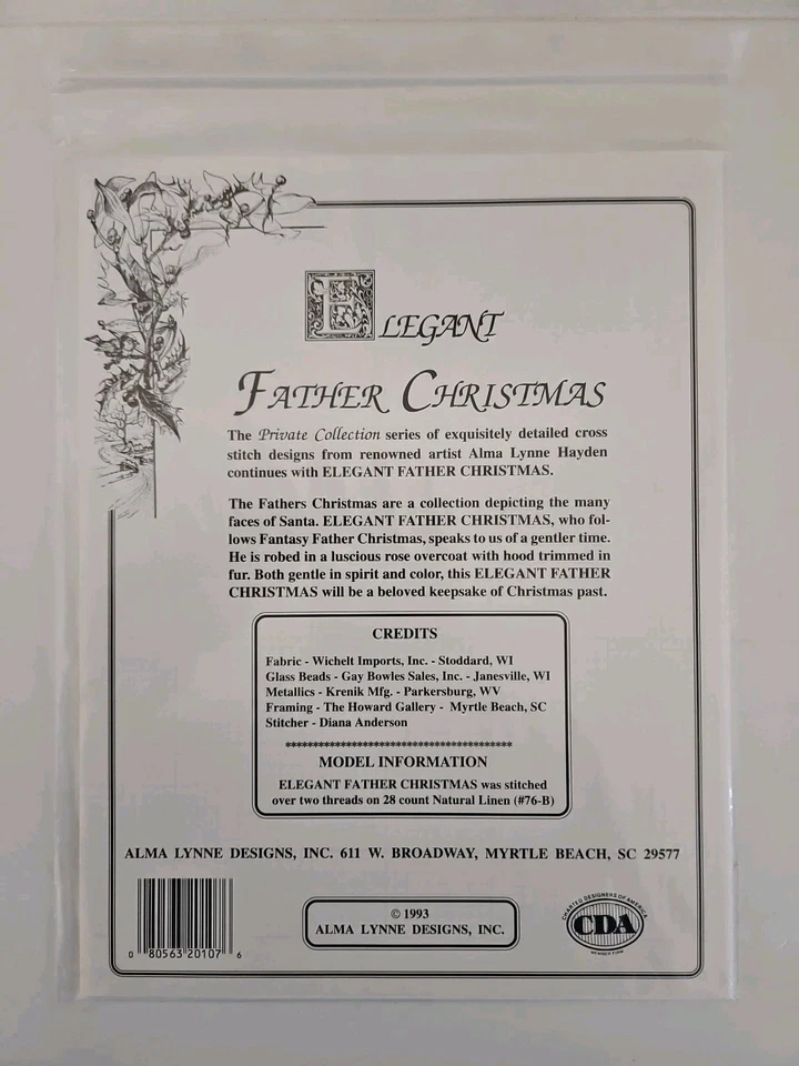 Alma Lynne's Private Collection ELEGANT FATHER CHRISTMAS Cross Stitch Pattern - Image 3 of 3