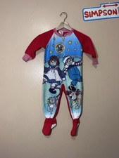 90s Raggedy Ann  Andy Footed Pajamas Zip Closure Sz 4T Made in USA READ