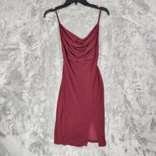 Windsor Dress S Burgundy Cowl Neck Bodycon Mini Open Back Spaghetti Strap Club