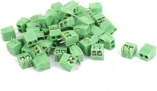 50 Pcs Green 2 Pin Screw Terminal Block, 3.5mm Pitch Panel PCB Mount
