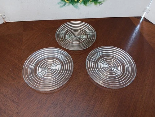 Set  Vintage 6” Clear Manhattan Anchor Hocking Salad Bread Desert Plates ~READ~
