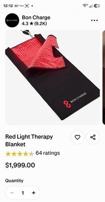 NEW in Box Never Opened Bon Charge Red and NIR Light Therapy Blanket MSRP $1,999