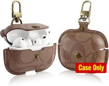 Leather Case for AirPods Pro 3, Shockproof Cover with Keychain in Coffee Color
