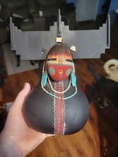 Robert Rivera Signed Gourd Art Kachina Vintag...