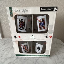 Luminarc Game Night Set of 4 Double Old Fashioned Glasses 13 1/4 oz Cards