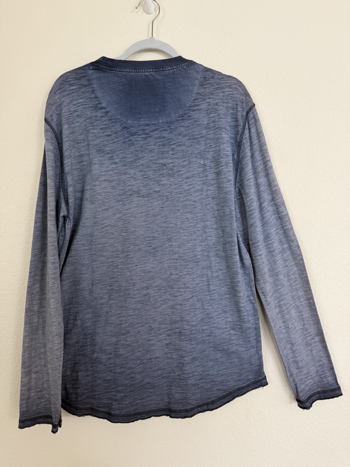 ZIMEGO T-Shirt Mens L Slate Blue DSFLS57P Long Sleeve Slub Knit Crew Neck New image 6