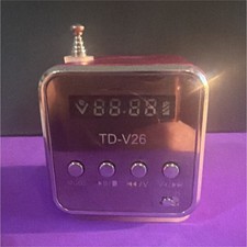 TD-V26 Portable AM/FM Radio Speaker Micro SD/TF Headphone Jack Pink