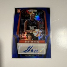 SANIYA RIVERS 2025 PRIZM WNBA THROWBACK BLUE ROOKIE AUTO /75 #TB-SR SUN Q4441