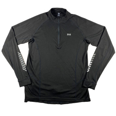 Helly Hansen 1/4 Zip Pullover Mens XL Black Base Layer Running Reflective Sleeve