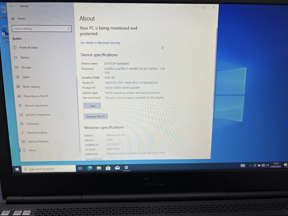 Dell Laptop Precision M4800 15.6" Radeon R9 M200X i7-4600M 8GB RAM 256GB READ - Image 3 of 4