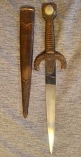 Vtg Toledo Spain Enameled Dagger Knife Letter Opener Lions Head