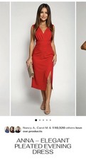 Anna Elegant Women’s Red Size Small Pleated Evening Dress