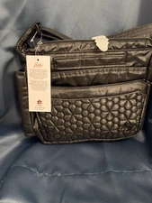 LUG Flutter Metallic Black Handbag NWT