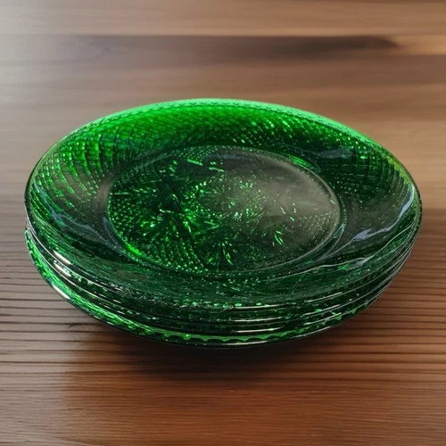 Vintage Set of 4 Salad 8” Plates Emerald Green by 