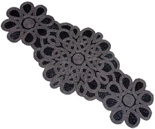 Table Runner black grey hand beaded - Elegant Christmas Table Decor Centerpiece