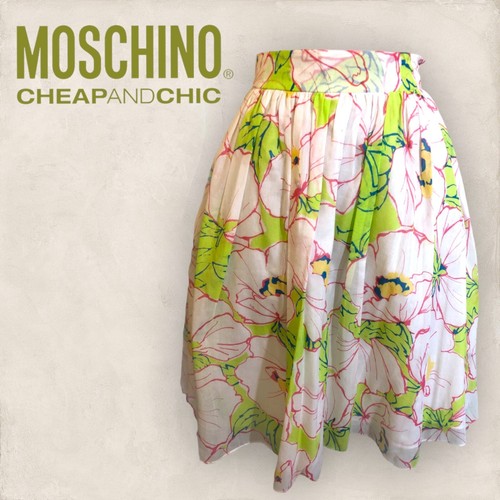 Moschino Cheap & Chic Womens White Floral Silk & Cotton Skirt IT 40 UK 8/10