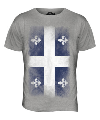 QUEBEC FADED FLAG MENS T-SHIRT TEE TOP GIFT SHIRT CLOTHING JERSEY